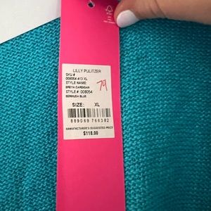 Lilly Pulitzer Breya Open Cardigan In Bermuda Blue. Size XL